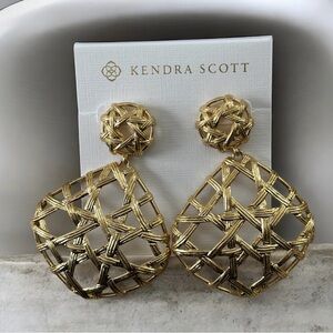 Kendra Scott Natalie Statement Drop Earrings Gold NWT